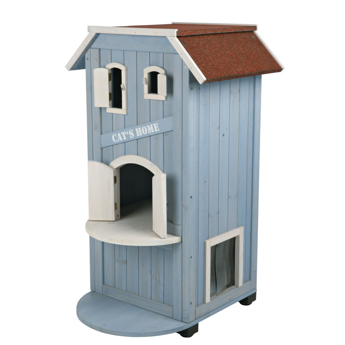 Archie & Oscar™ Felecia 3 Story Outdoor Cat House with Shelf & Reviews